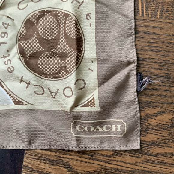 Y2K Vintage Early 2000’S COACH Silk Monogram Brown Scarf Bandeau Handkerchief - Picture 4 of 15